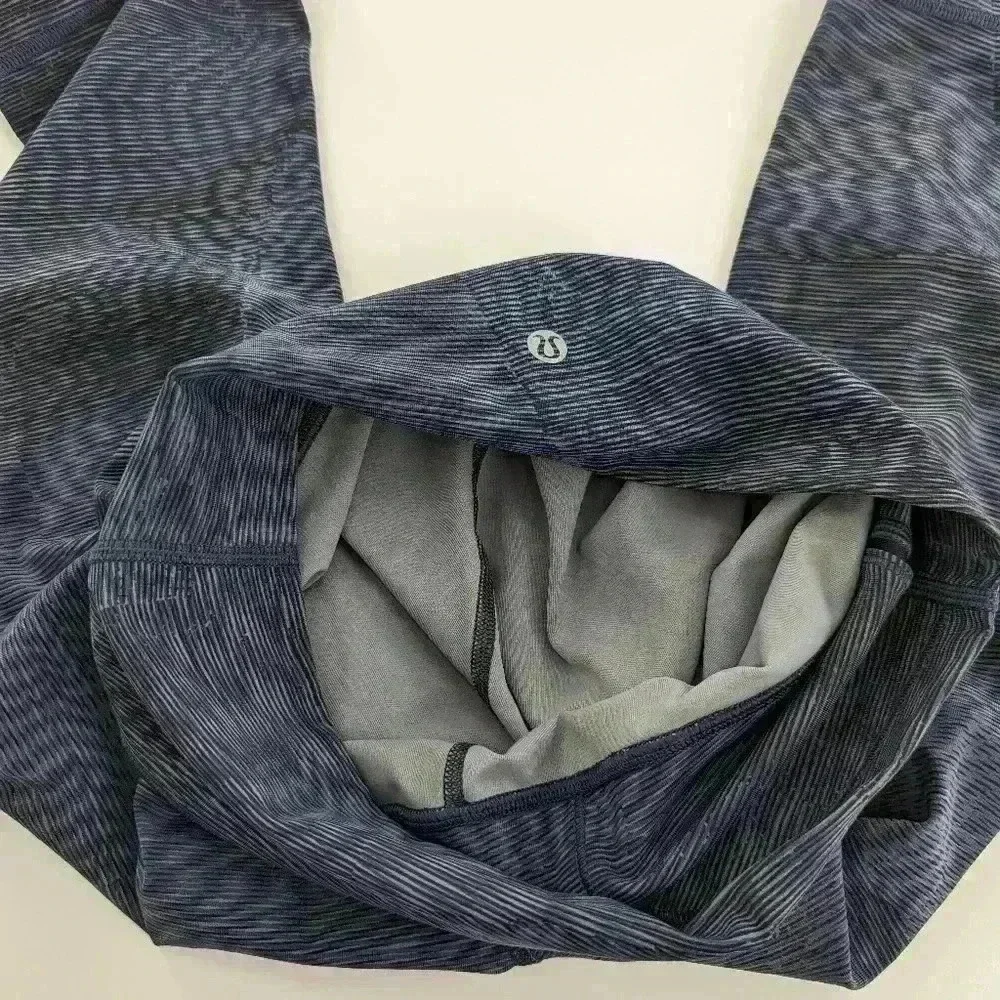 Lululemon Blue Striped Wide Waist Band High Rise Capri Leggings Size 6